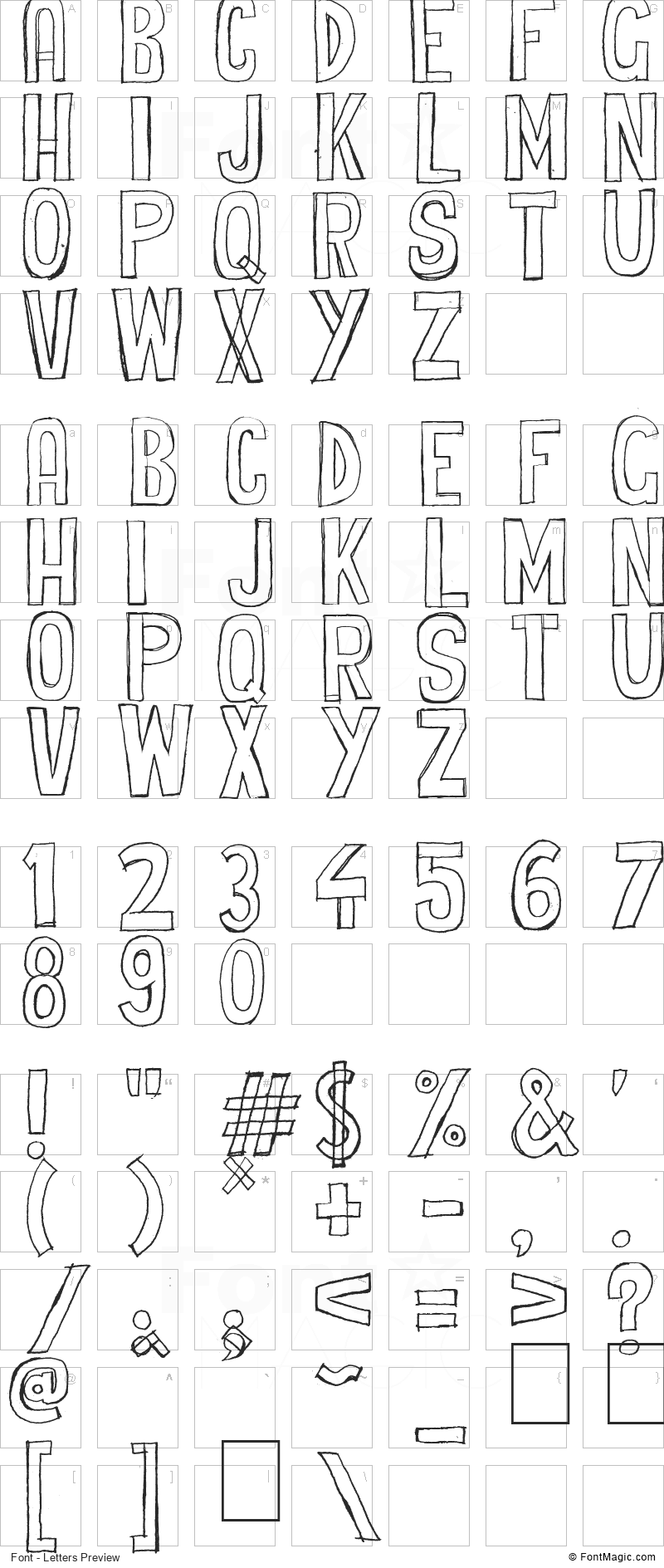 Cheap Potatoes Font - All Latters Preview Chart